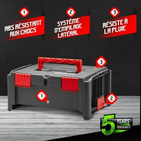 Boîte à Outils Empilable En Plastique 46.4x33.5x21.2cm - Constructor 2 Boîte à Outils Empilable En Plastique 46.4x33.5x21.2cm - Constructor - Image 2