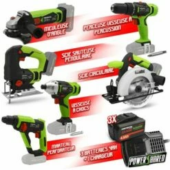 Kit 6 Machines Sans Fil 20V + 3 Batteries 4Ah Et Chargeur - Constructor