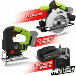 Kit 2 Machines Sans Fil 20V (scie Sauteuse Et Scie Circulaire) + 1 Batterie 2Ah - Constructor
