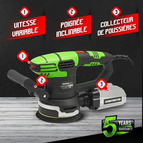 Ponceuse Excentrique 450w - 125mm - Constructor 2 Ponceuse Excentrique 450w - 125mm - Constructor - Image 2