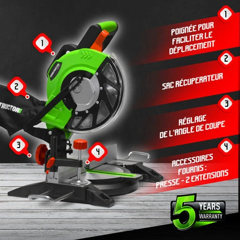 Scie à Onglet 1400w - Lame 210mm 24 Dents - Constructor 2 Scie à Onglet 1400w - Lame 210mm 24 Dents - Constructor - Image 2