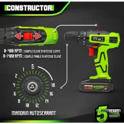 Perceuse Visseuse 20V Lithium-2 Batteries - Chargeur Rapide - Constructor 7 Perceuse Visseuse 20V Lithium-2 Batteries - Chargeur Rapide - Constructor -Homelite Soldes Boutique 34701313 3