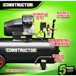 Compresseur à Huile 100L Bicylindre - 8 Bars - 2.2Kw - Constructor -Homelite Soldes Boutique 35565005 3
