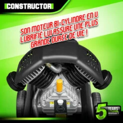 Compresseur à Huile 100L Bicylindre - 8 Bars - 2.2Kw - Constructor -Homelite Soldes Boutique 35565005 4