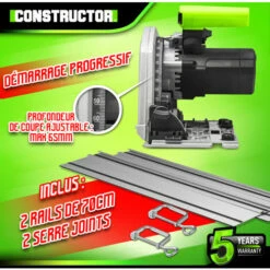 Scie Circulaire Plongeante 1400W Avec Rail De Guidage - Lame 190mm 24 Dents - Constructor 8 Scie Circulaire Plongeante 1400W Avec Rail De Guidage - Lame 190mm 24 Dents - Constructor -Homelite Soldes Boutique 36619900 4