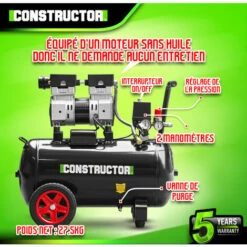 Compresseur 750W - 50L Silencieux - 8 Bars - Constructor -Homelite Soldes Boutique 36619901 3