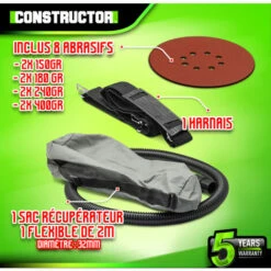 Ponceuse Plâtre 1220W - 225mm Avec Sac Récupérateur Et 8 Abrasifs - Constructor 8 Ponceuse Plâtre 1220W - 225mm Avec Sac Récupérateur Et 8 Abrasifs - Constructor -Homelite Soldes Boutique 46301061 4