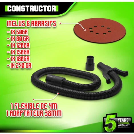 Ponceuse Murs Et Plafonds 710W - 225mm Avec Vitesse Variable Et 6 Abrasifs - Constructor 4 Ponceuse Murs Et Plafonds 710W - 225mm Avec Vitesse Variable Et 6 Abrasifs - Constructor - Image 4