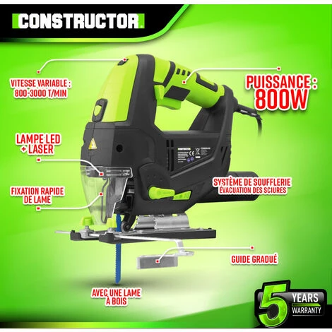 Scie Sauteuse Pendulaire 800W - Laser - Coffret De Rangement - Constructor 2 Scie Sauteuse Pendulaire 800W - Laser - Coffret De Rangement - Constructor - Image 2