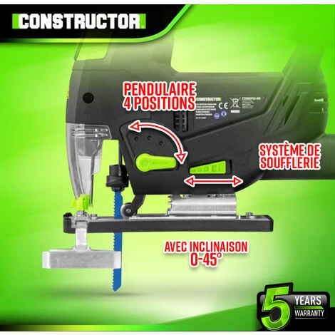 Scie Sauteuse Pendulaire 800W - Laser - Coffret De Rangement - Constructor 3 Scie Sauteuse Pendulaire 800W - Laser - Coffret De Rangement - Constructor - Image 3