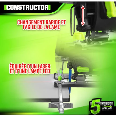 Scie Sauteuse Pendulaire 800W - Laser - Coffret De Rangement - Constructor 4 Scie Sauteuse Pendulaire 800W - Laser - Coffret De Rangement - Constructor - Image 4