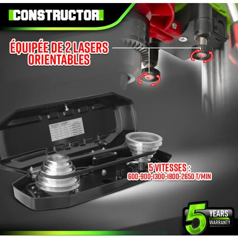 Perceuse à Colonne 350W Avec étau Et Laser - 13mm - 5 Vitesses - Constructor 4 Perceuse à Colonne 350W Avec étau Et Laser - 13mm - 5 Vitesses - Constructor - Image 4