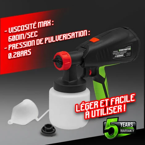 Pistolet Peinture Basse Pression 400W - 800ml - Constructor 4 Pistolet Peinture Basse Pression 400W - 800ml - Constructor - Image 4